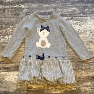 Girls Gray Teddy Bear Dress Size 4T